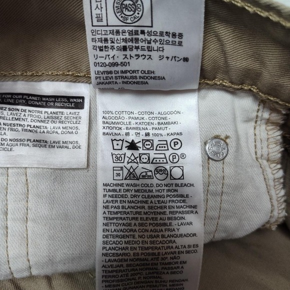 Levis 511 Jeans Mens 32x34 Beige Tapered Slim Denim Cotton 5 Pocket Casual Work - Picture 8 of 13